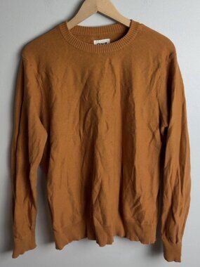 Pact 100% Organic Cotton Crew Neck Sweater Mustard Tan Size Large Men's